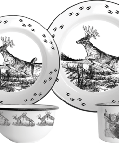 enamelware set with wildlife art - whitetail deer 2 offered by Utica USA