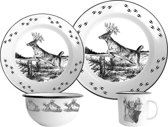 enamelware set with wildlife art - whitetail deer 2 offered by Utica USA