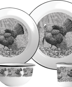 enamelware set with wildlife art - wild turkey offered by Utica USA