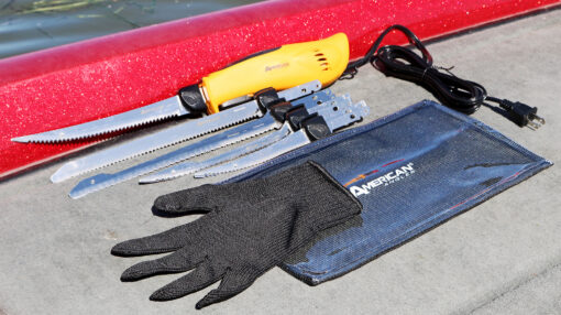 AMERICAN ANGLER PRO ELECTRIC KNIFE WITH 5 BLADES, FILLET GLOVE, AND MESH BAG - Image 2